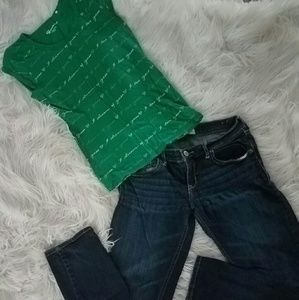 Cute outfit hollister jeans/guess top